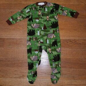 Peas & Carrots Saint Eve Green Fleece Footie Pajamas 18 Months Bear Moose Tent